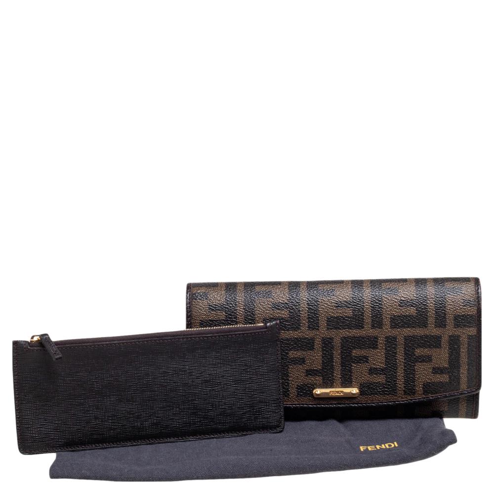 Fendi Black Zucca Coated Canvas and Leather Flap Continental Wallet 5