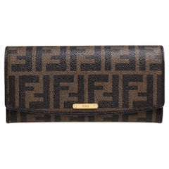 Fendi Black Zucca Coated Canvas and Leather Flap Continental Wallet