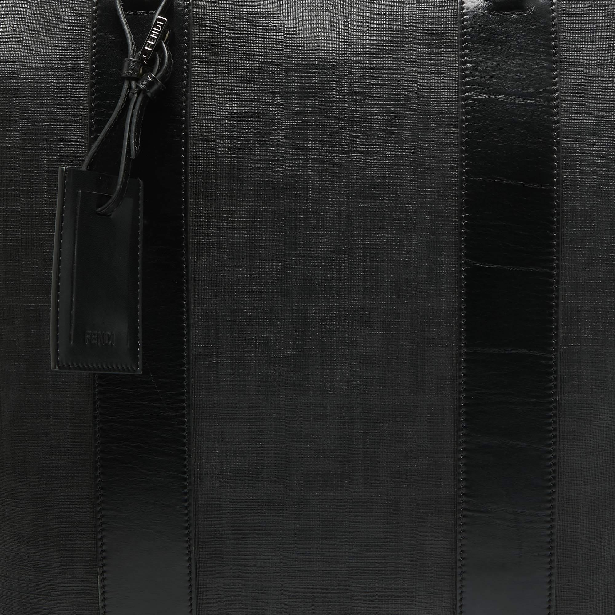 Fendi Black Zucca Coated Canvas and Leather Zip Tote 1