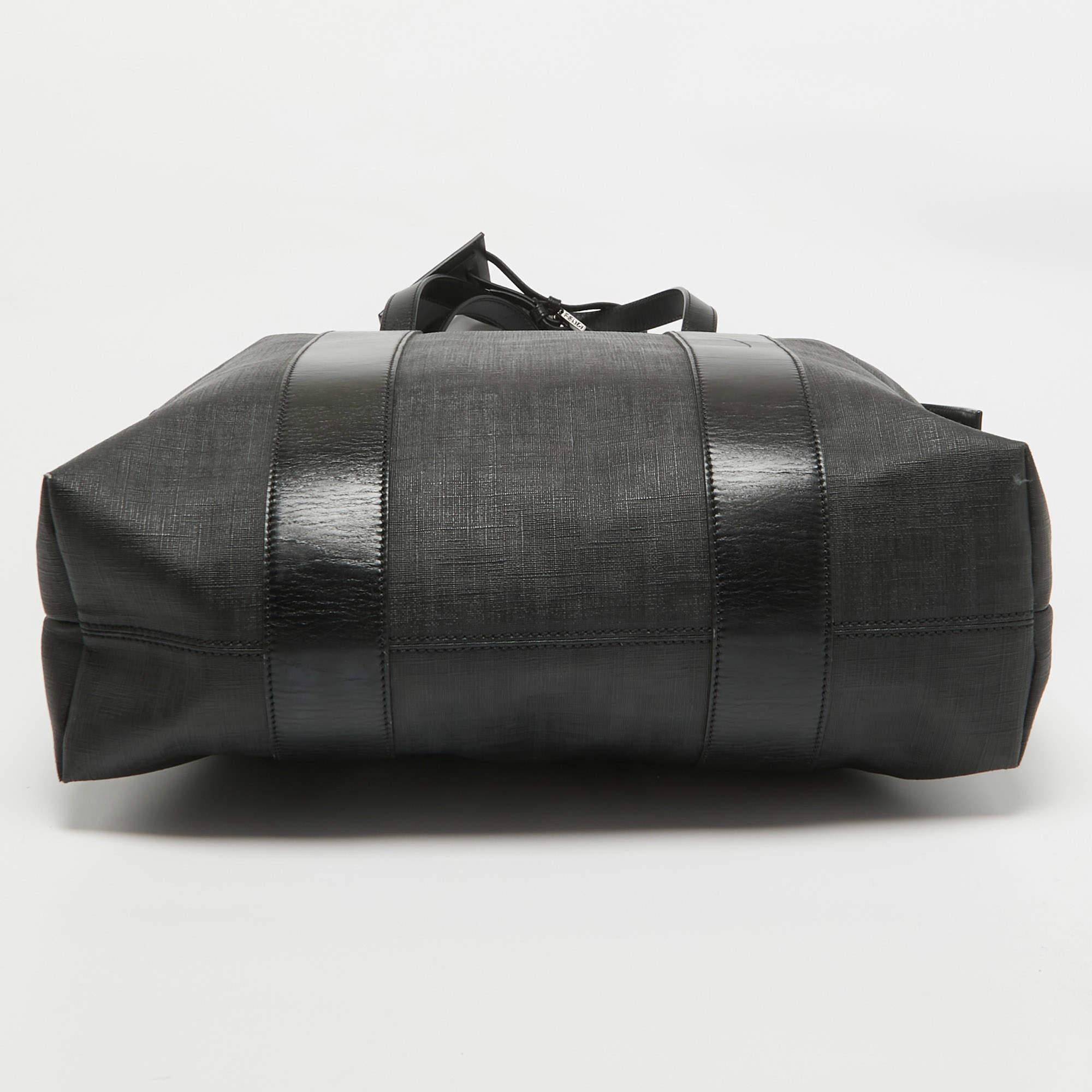 Fendi Black Zucca Coated Canvas and Leather Zip Tote 3