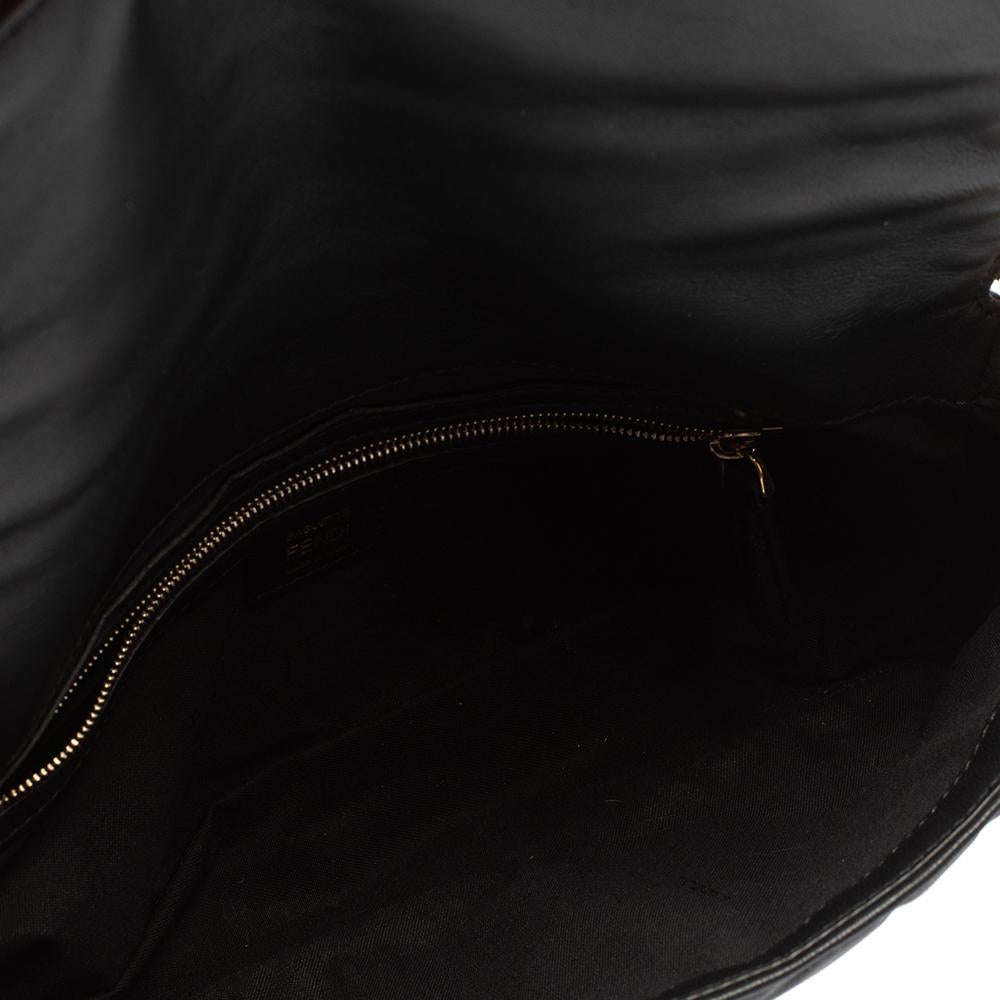 Fendi Black Zucca Embossed Leather Medium Baguette Bag 4