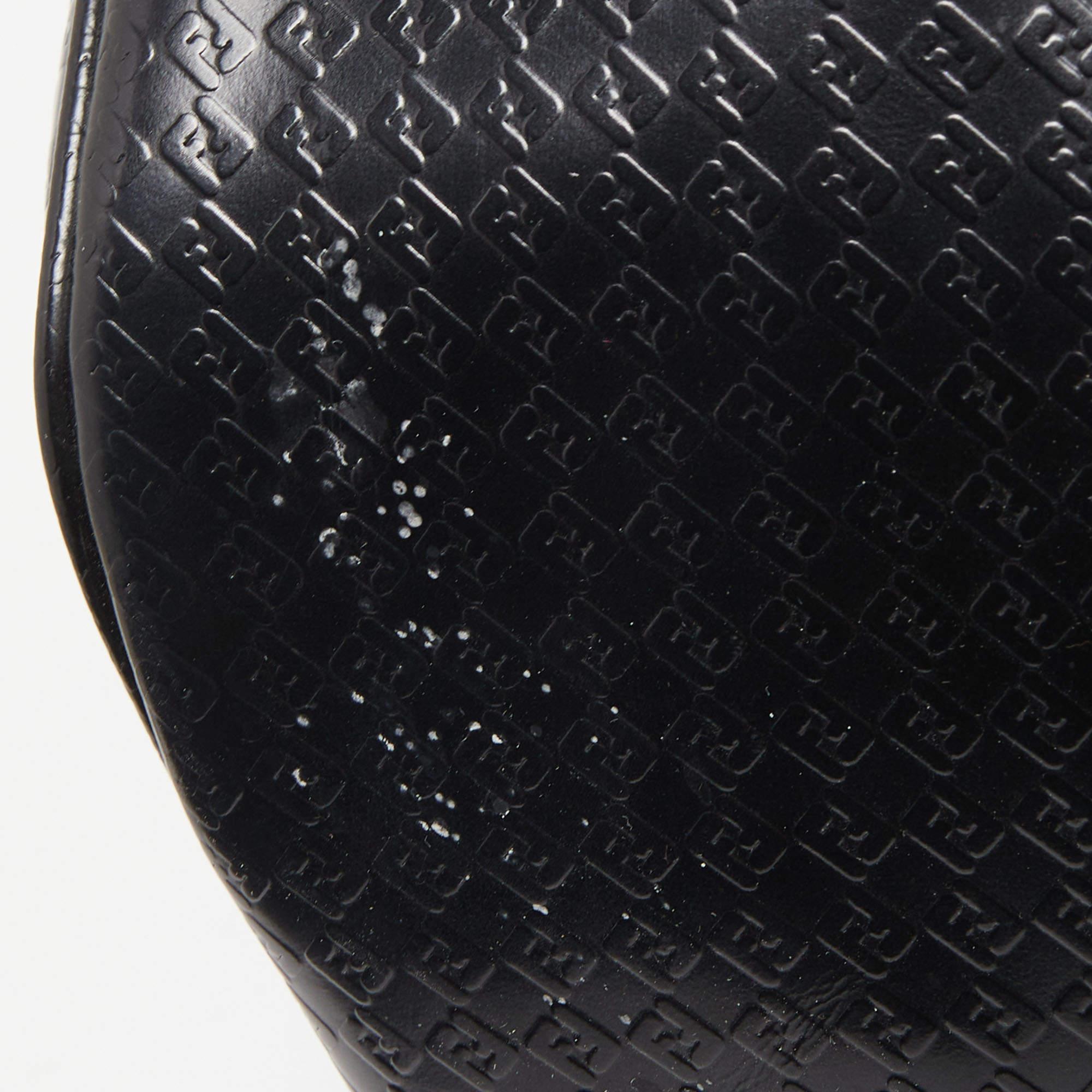 Fendi Black Zucca Embossed Leather Medium Forever Bauletto Boston Bag 10