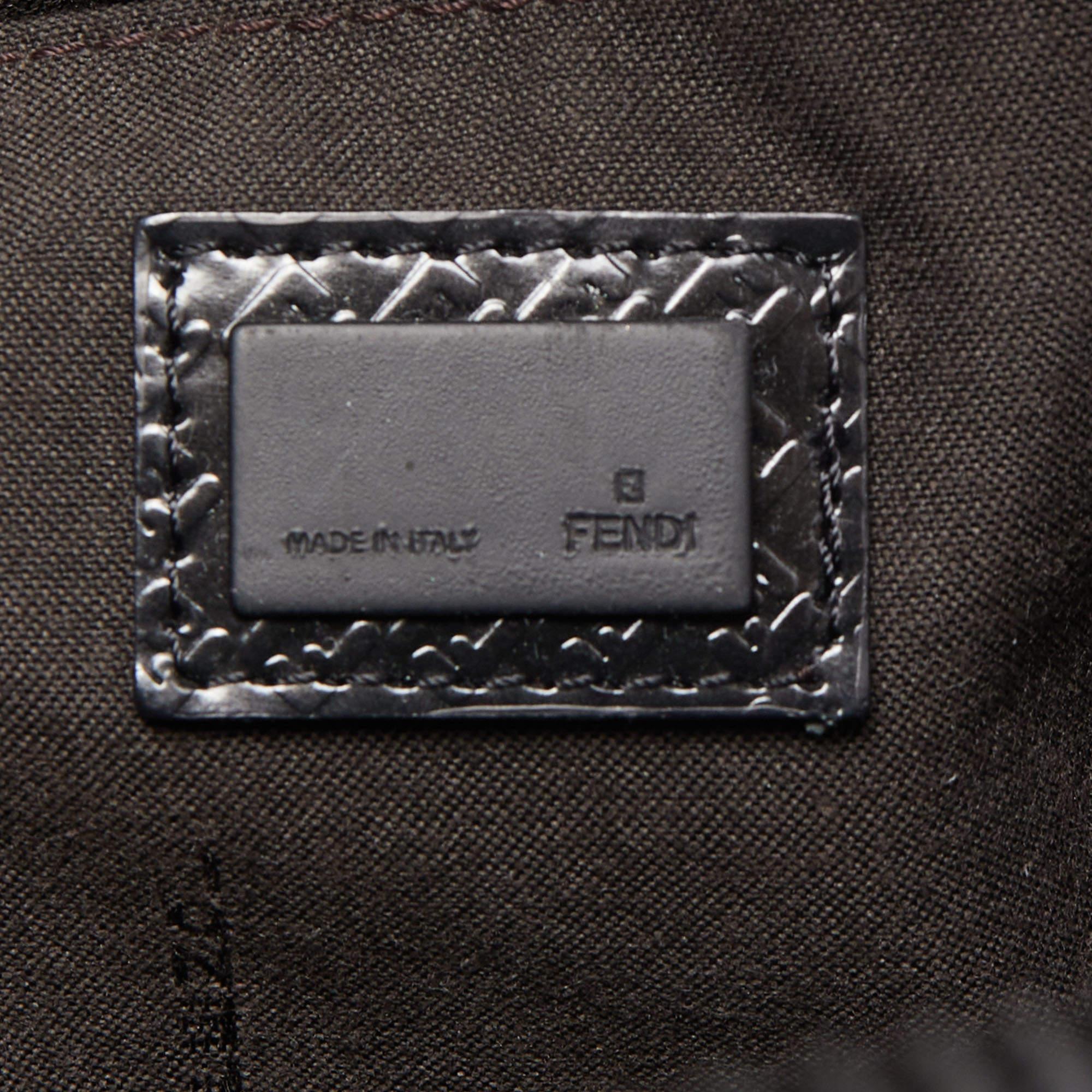 Fendi Black Zucca Embossed Leather Medium Forever Bauletto Boston Bag 4