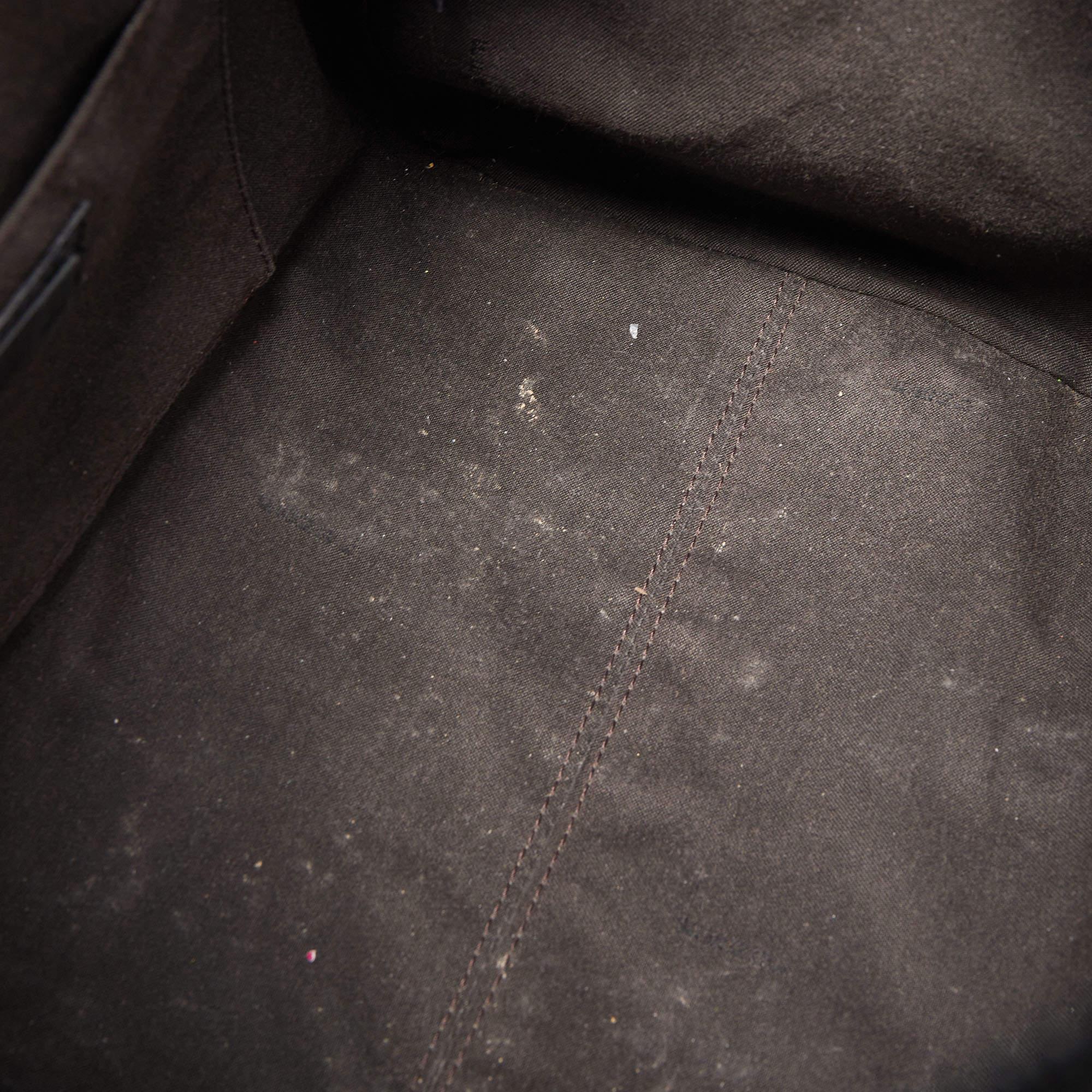 Fendi Black Zucca Embossed Leather Medium Forever Bauletto Boston Bag 5