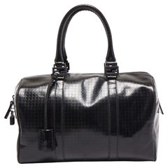 Fendi Black Zucca Embossed Leather Medium Forever Bauletto Boston Bag