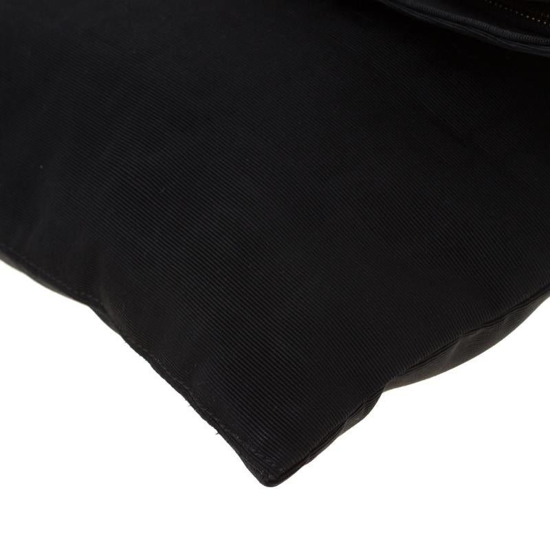 Fendi Black Zucca Fabric Fold Over Clutch 6