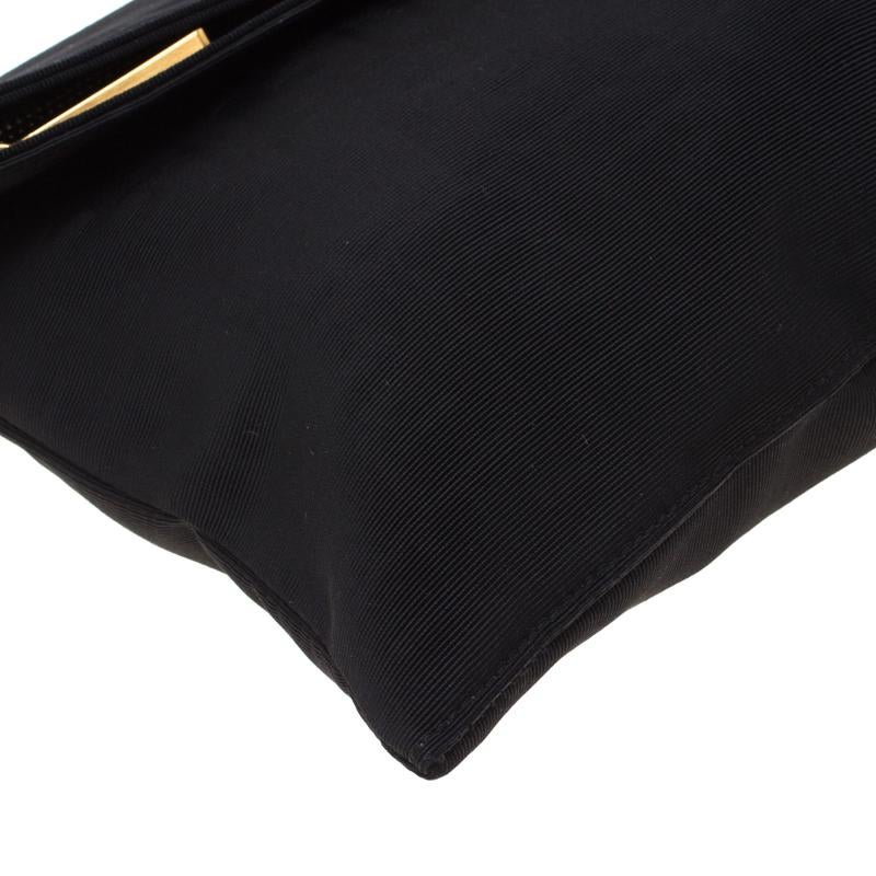 Fendi Black Zucca Fabric Fold Over Clutch 7