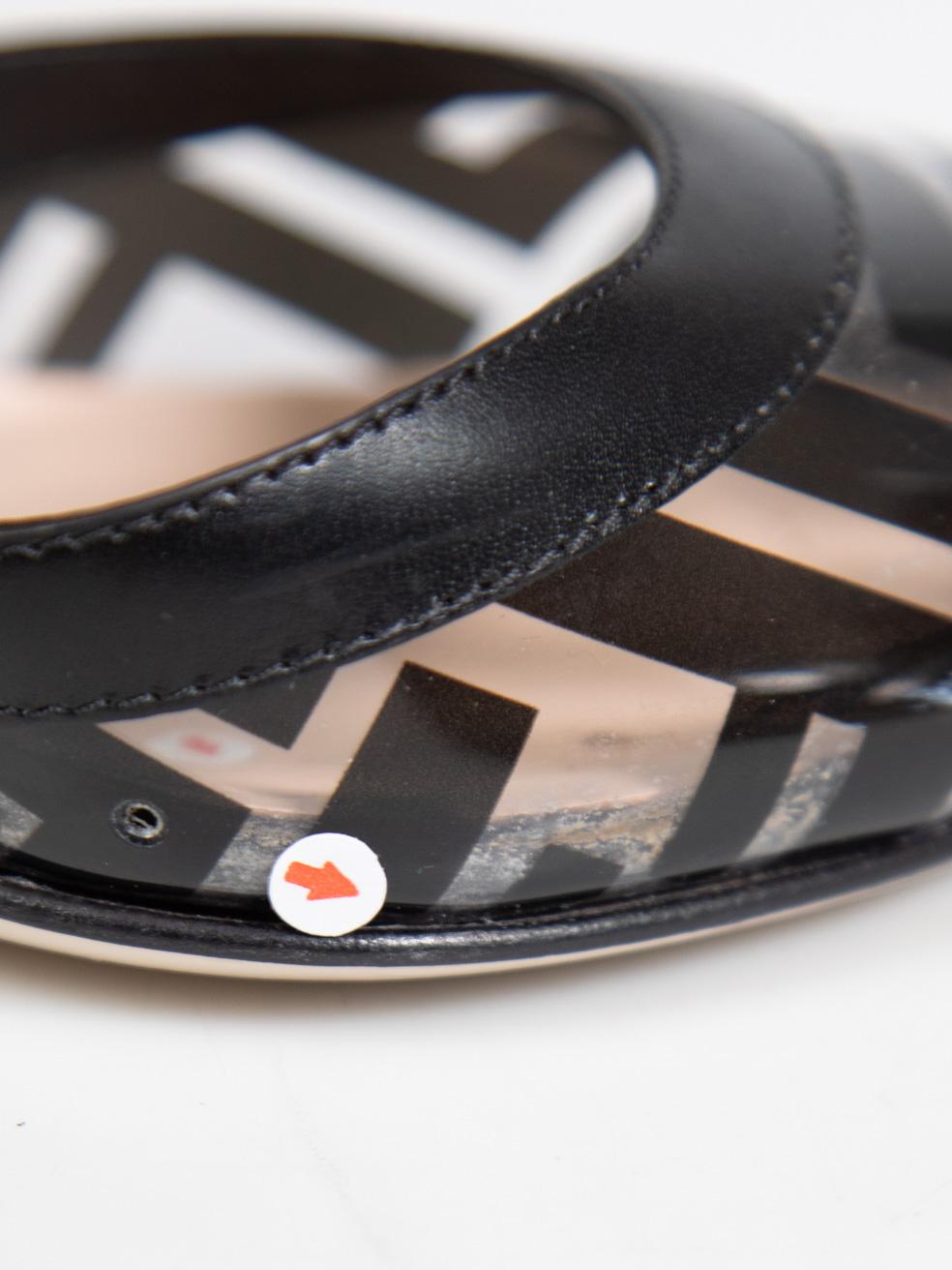 Fendi Black Zucca FF Logo PVC Slingback Heels Size IT 37.5 6