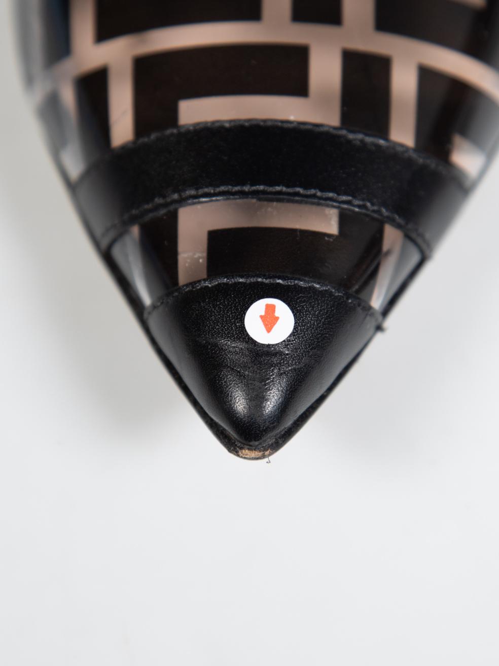 Fendi Black Zucca FF Logo PVC Slingback Heels Size IT 37.5 For Sale 4