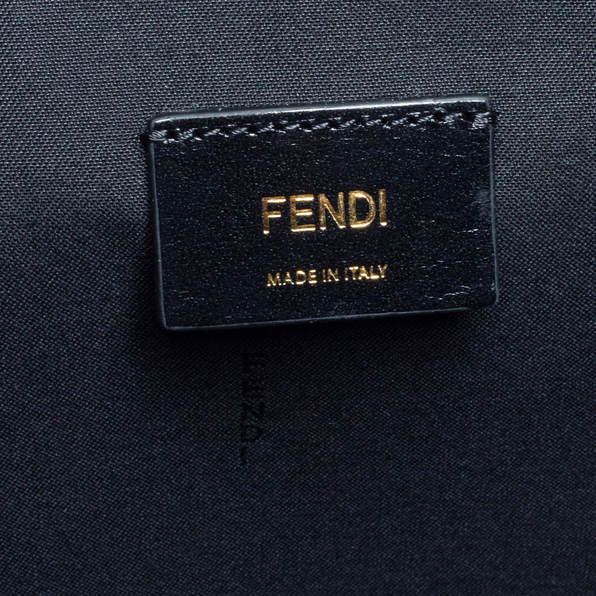 Fendi Black Zucca Jacquard Fabric and Leather Karligraphy Tote 5
