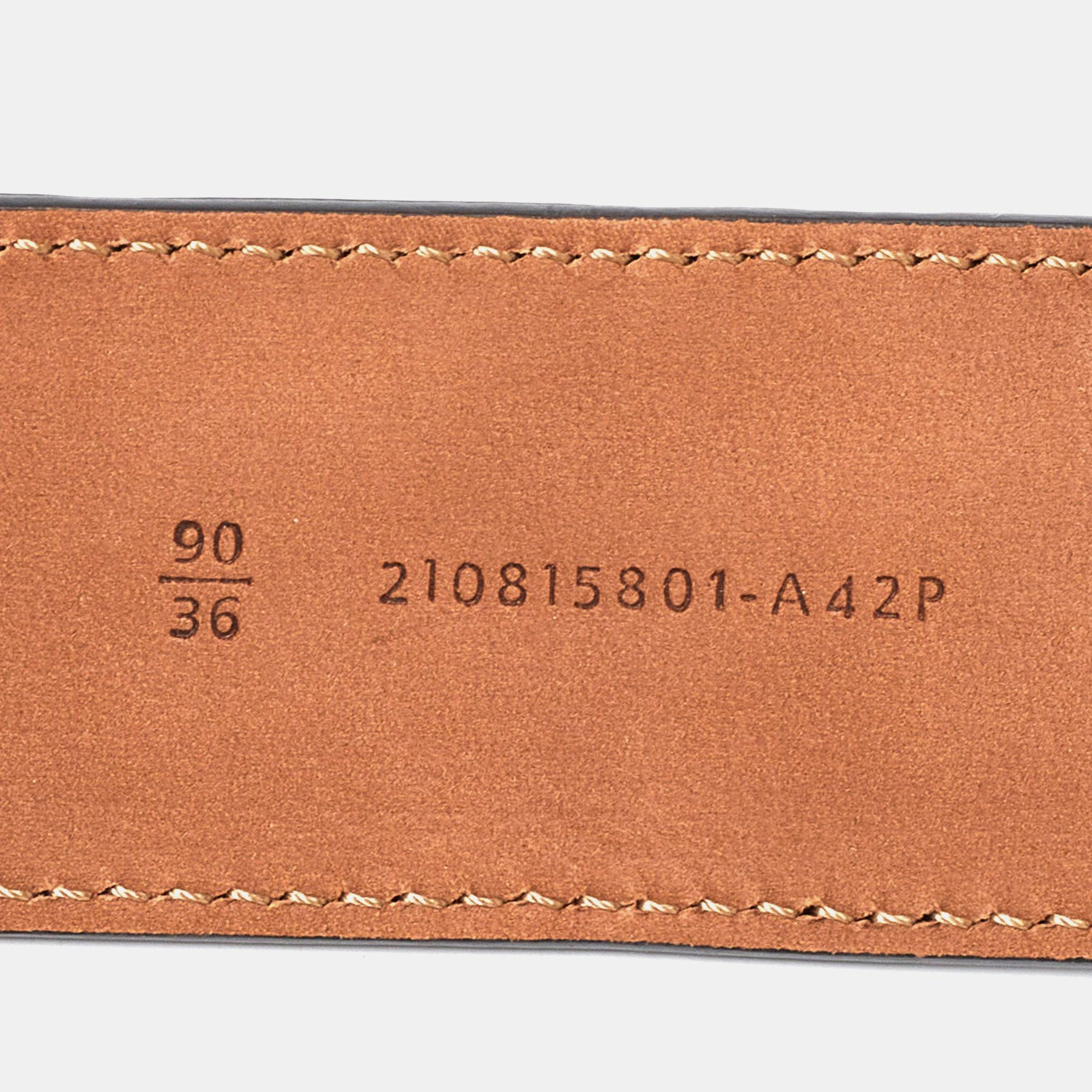 Women's Fendi Black Zucca Leather F is Fendi Belt 90CM