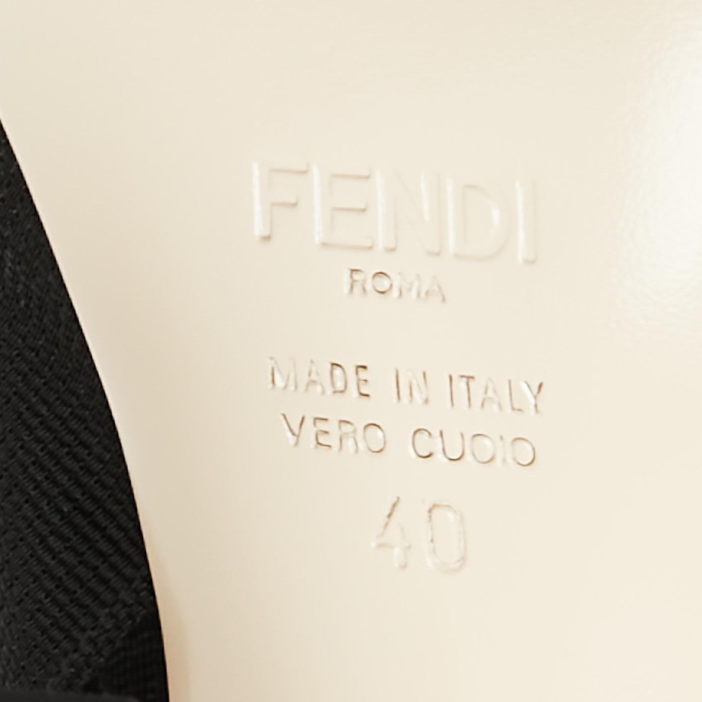 Fendi Black Zucca Mesh and Fabric Colibri Slingback Pumps Size 40 2