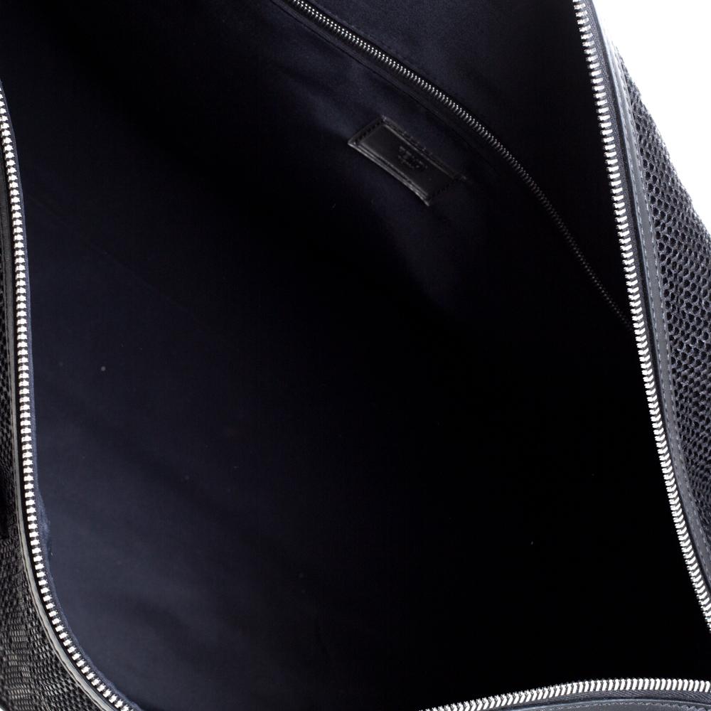 Fendi Black Zucca Mesh and Leather Duffle Bag 5