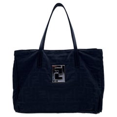 Fendi Black Zucca Monogram Canvas Small Tote Handbag