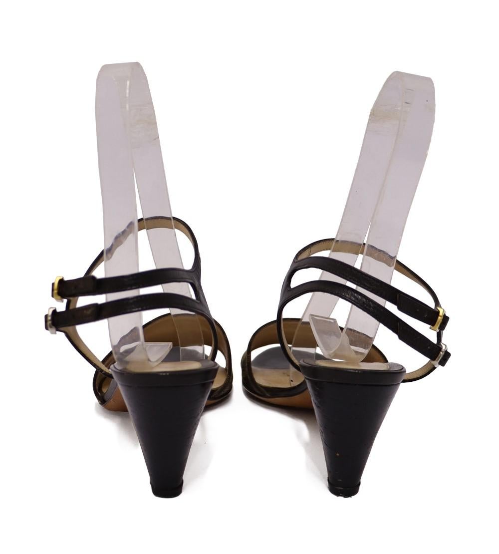 Fendi Black Zucca Monogram Sandals Size EU 37.5 For Sale 1