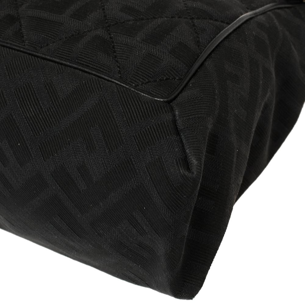 Fendi Black Zucca Quilted Canvas Maxi Baguette Flap Shoulder Bag 6