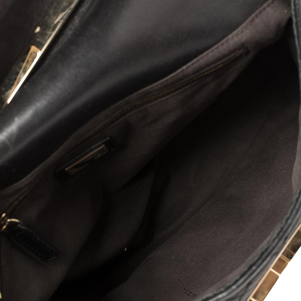 Fendi Black Zucca Quilted Canvas Maxi Baguette Flap Shoulder Bag 7