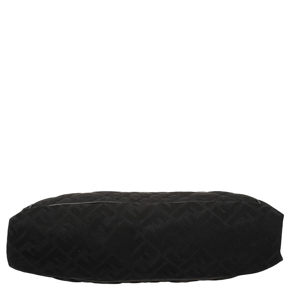 Fendi Black Zucca Quilted Canvas Maxi Baguette Flap Shoulder Bag 1
