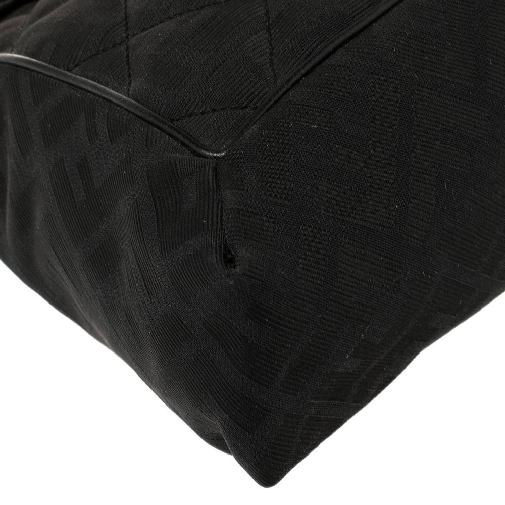 Fendi Black Zucca Quilted Canvas Maxi Baguette Flap Shoulder Bag 5
