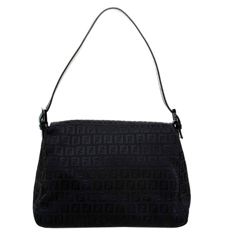 Fendi Black Zucchino Canvas and Leather Mama Forever Shoulder Bag For ...