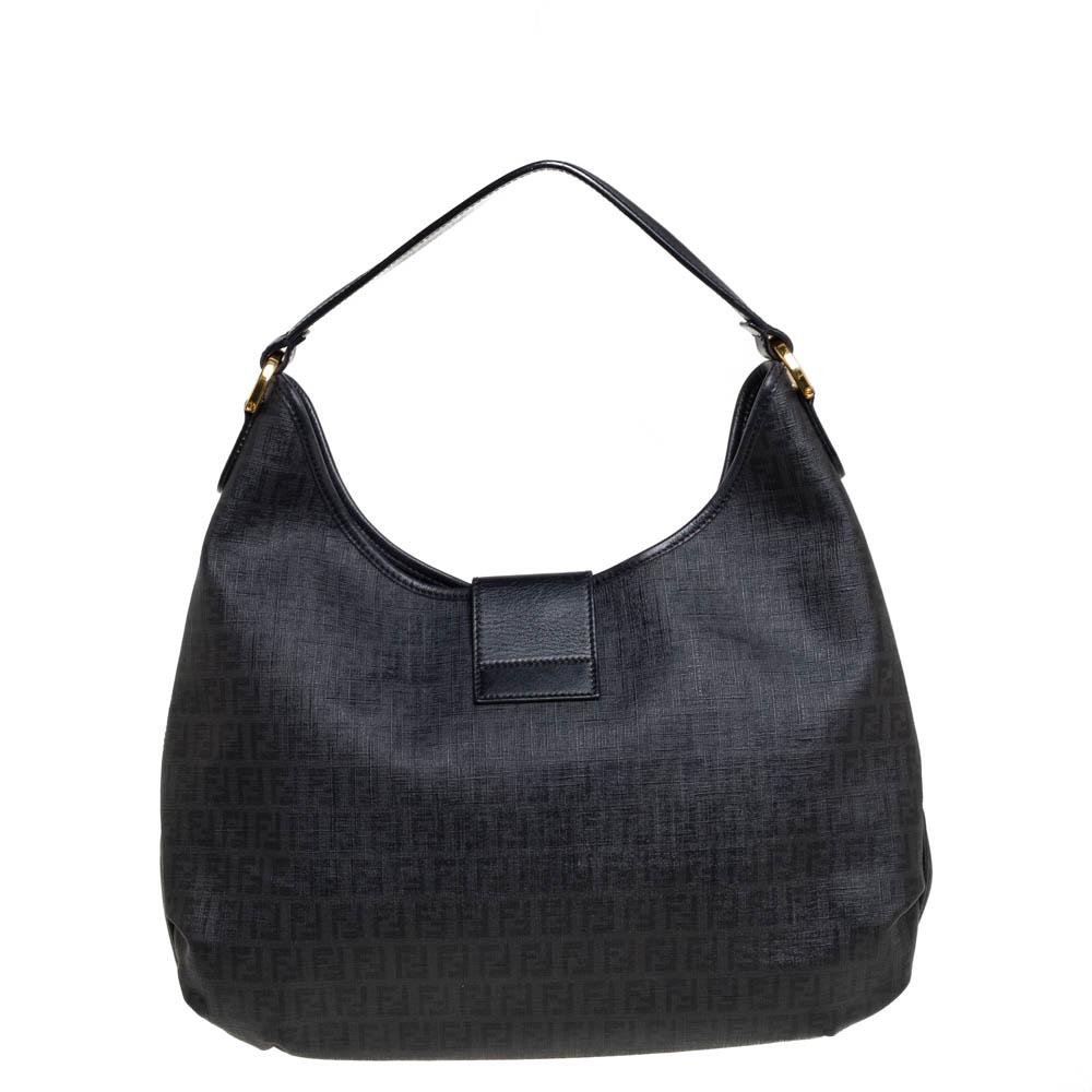 Women's Fendi Black Zucchino Canvas Hobo