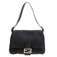 Fendi Black Zucchino Canvas Mama Forever Shoulder Bag