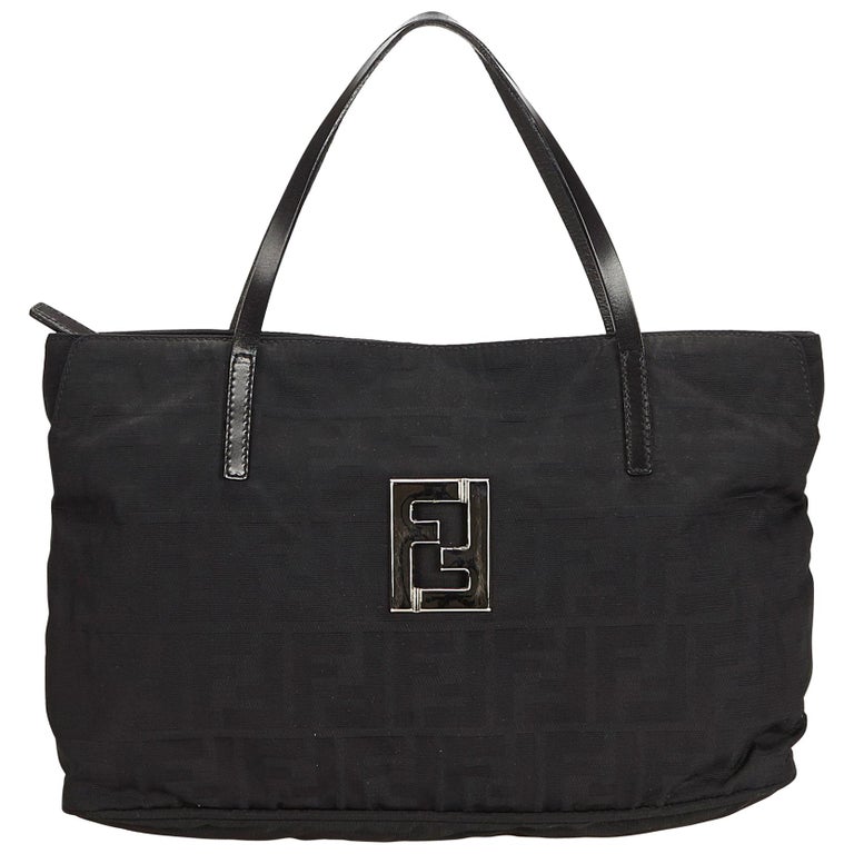 Fendi Black Zucchino Canvas Tote Bag For Sale at 1stDibs | fendi ...