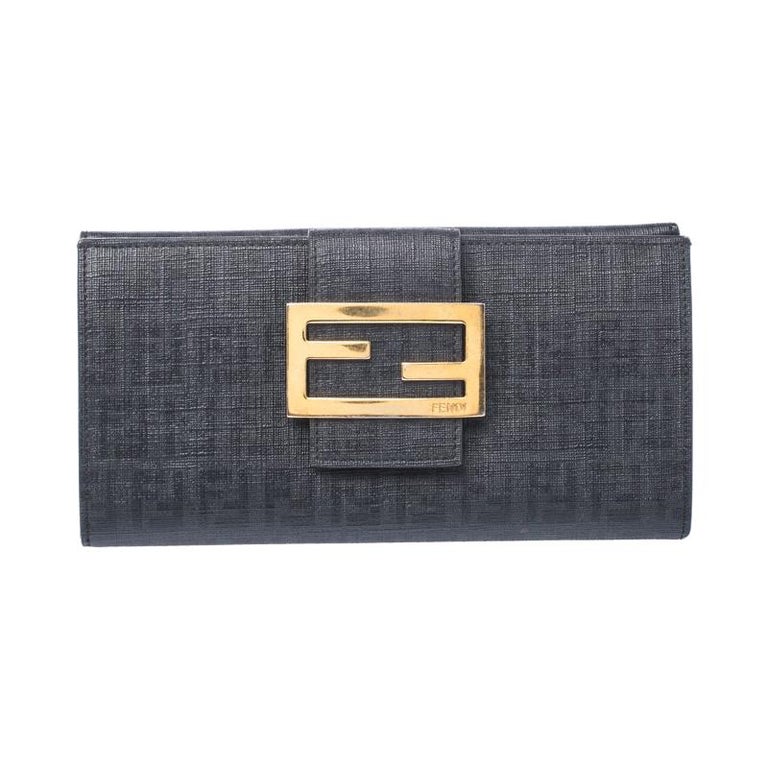 Fendi Black Zucchino Coated Canvas Forever Continental Wallet For Sale ...