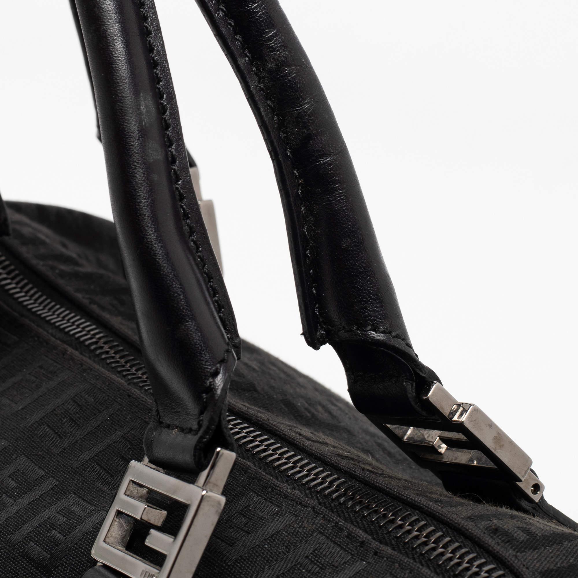 Fendi Black Zucchino Fabric and Leather Small Forever Bauletto Boston Bag 6