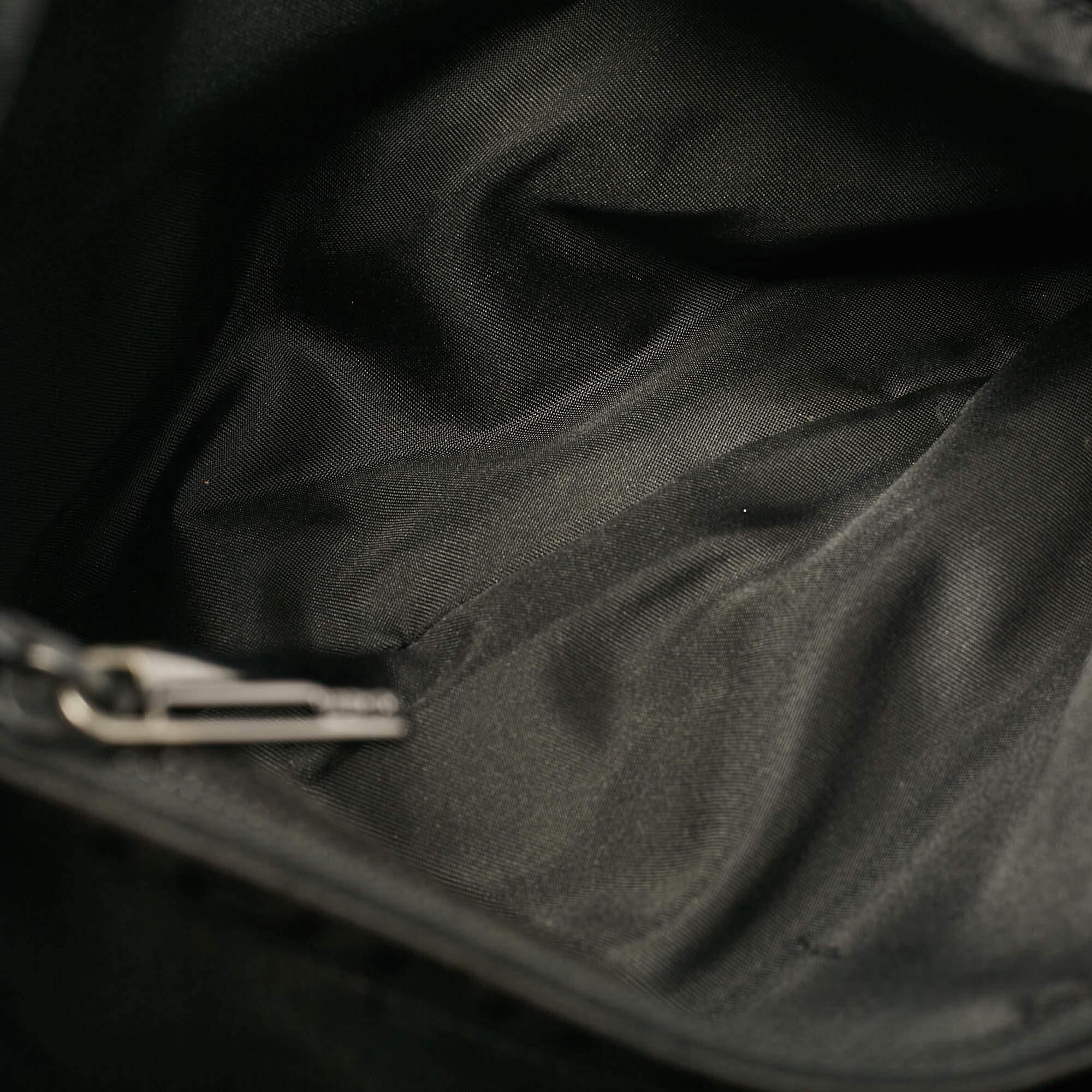 Fourre-tout en cuir et tissu Zucchino noir de Fendi en vente 3