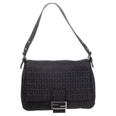 Fendi Black Zucchino Print Canvas Pochette Bag