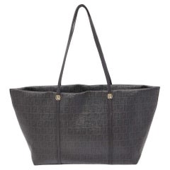 Fendi Black Zuchinno Coated Canvas and Leather Roll Tote