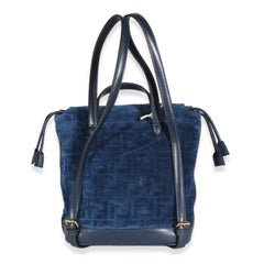 Fendi Blue Abyss FF Flocked Denim Drawstring Backpack