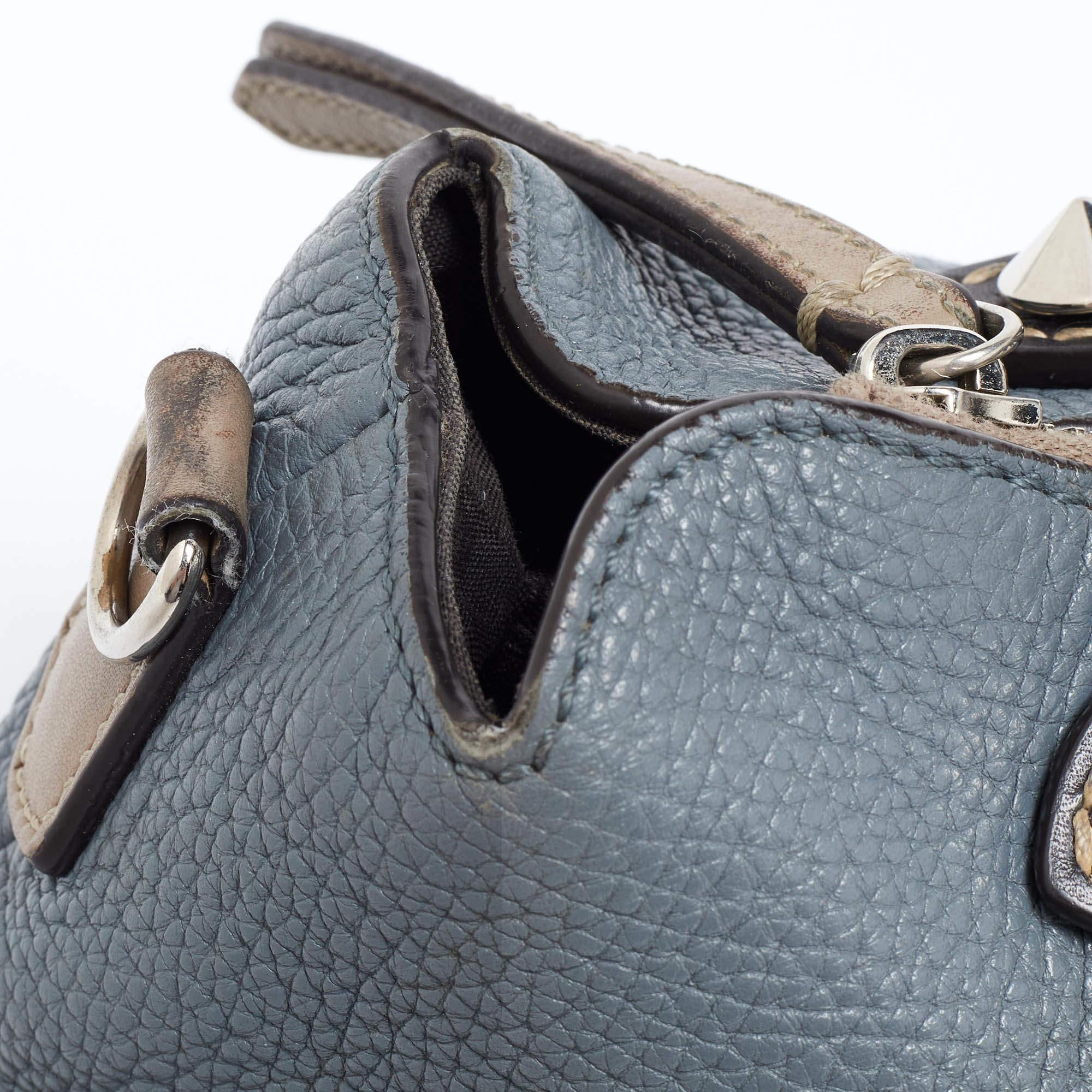 Fendi Blue/Beige Leather Medium By The Way Bag For Sale 1