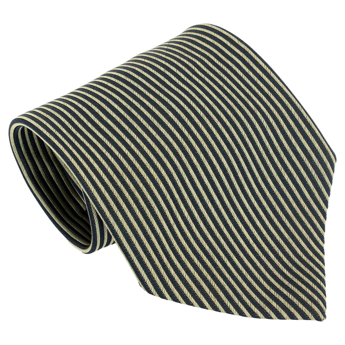 Fendi Blue Beige Silk Pinstripe Tie Vintage 90s For Sale