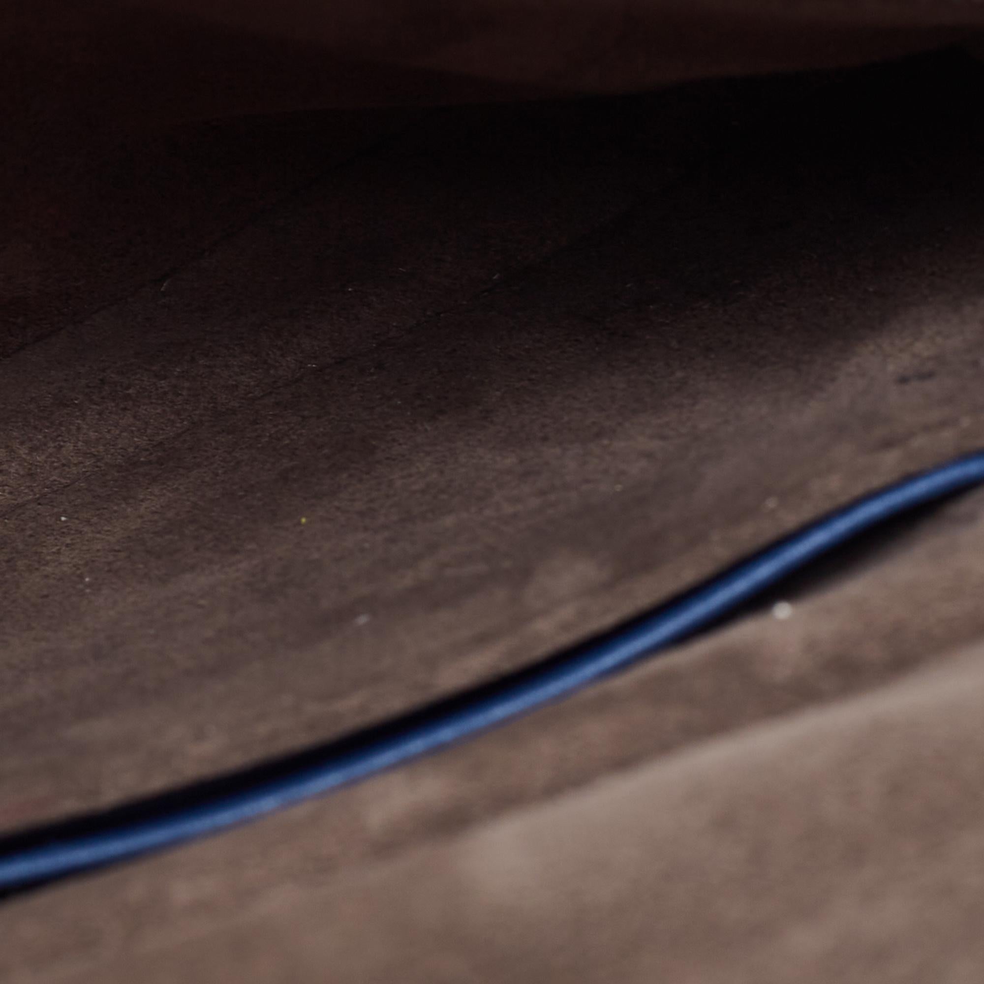 Fendi Blue/Black Flowerland Leather Double Micro Baguette Bag 8
