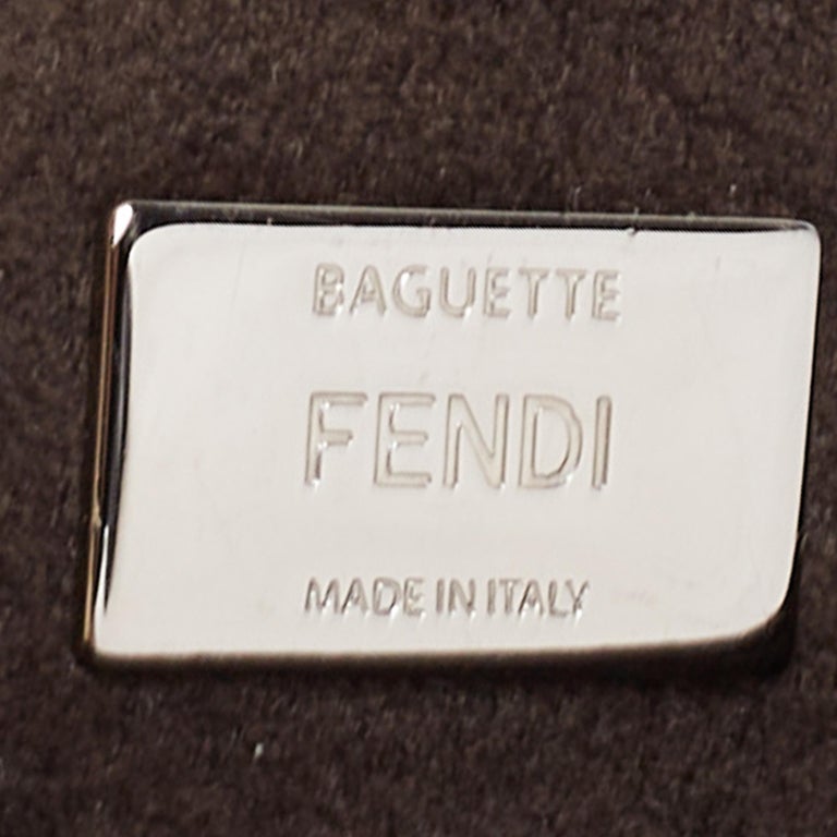Fendi Blue/Black Flowerland Leather Double Micro Baguette Bag For Sale 12