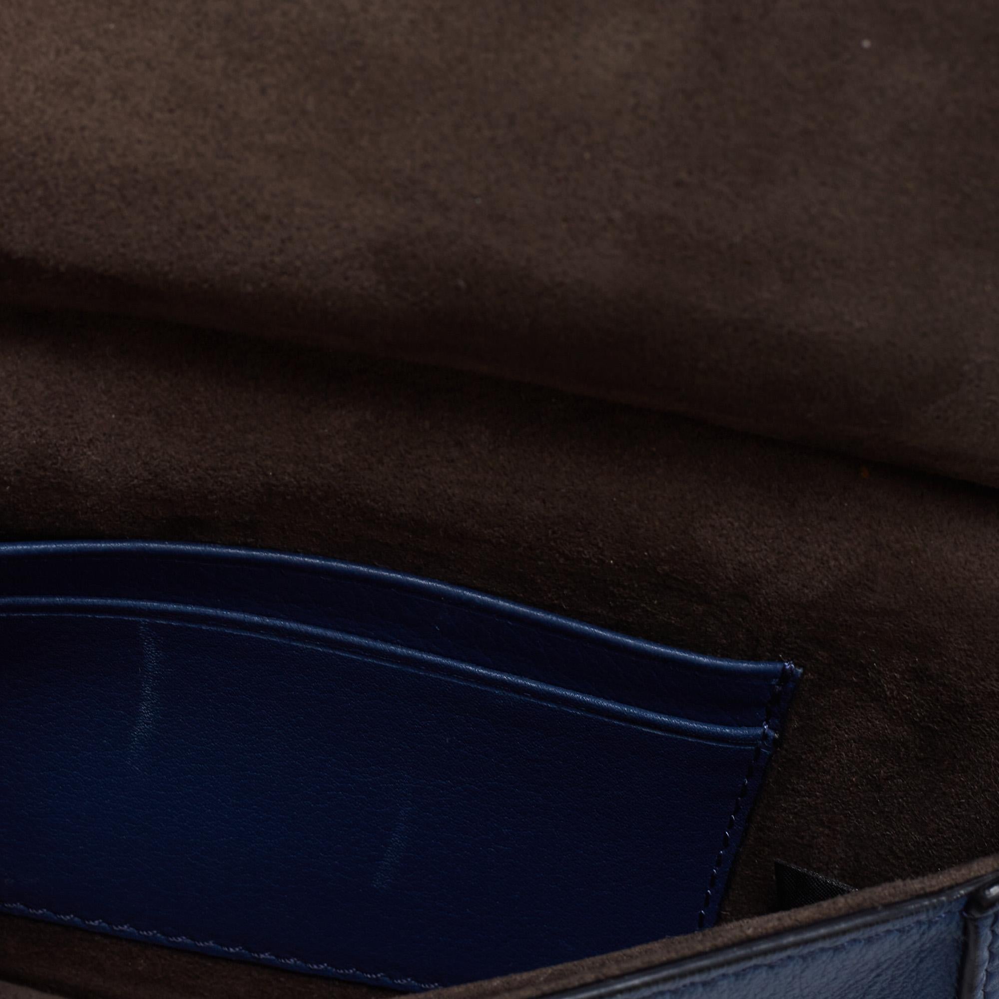 Fendi Blue/Black Flowerland Leather Double Micro Baguette Bag 2