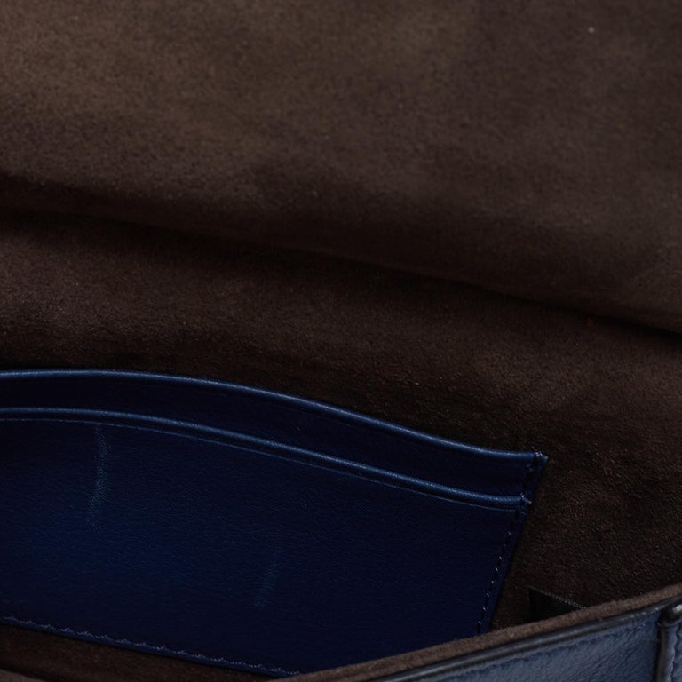 Fendi Blue/Black Flowerland Leather Double Micro Baguette Bag For Sale 4