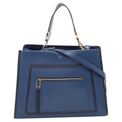 Fendi Blue/Black Leather Runaway Top Handle Bag