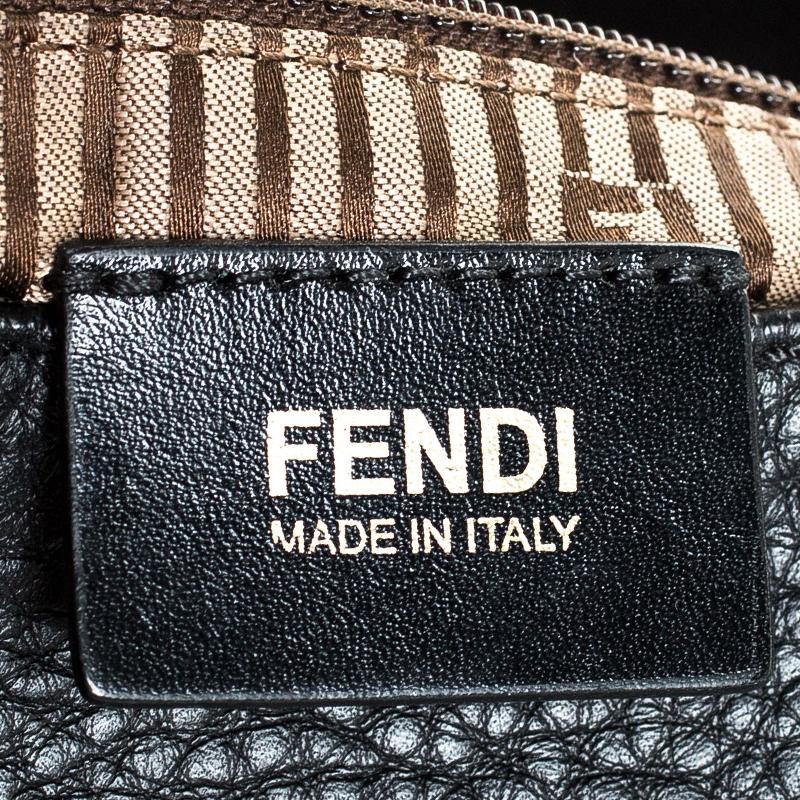 Fendi Blue/Black Leather Silvana Top Handle Bag 1