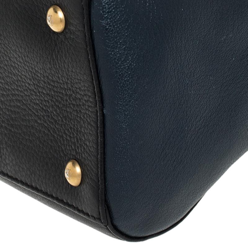 Fendi Blue/Black Leather Silvana Top Handle Bag 2