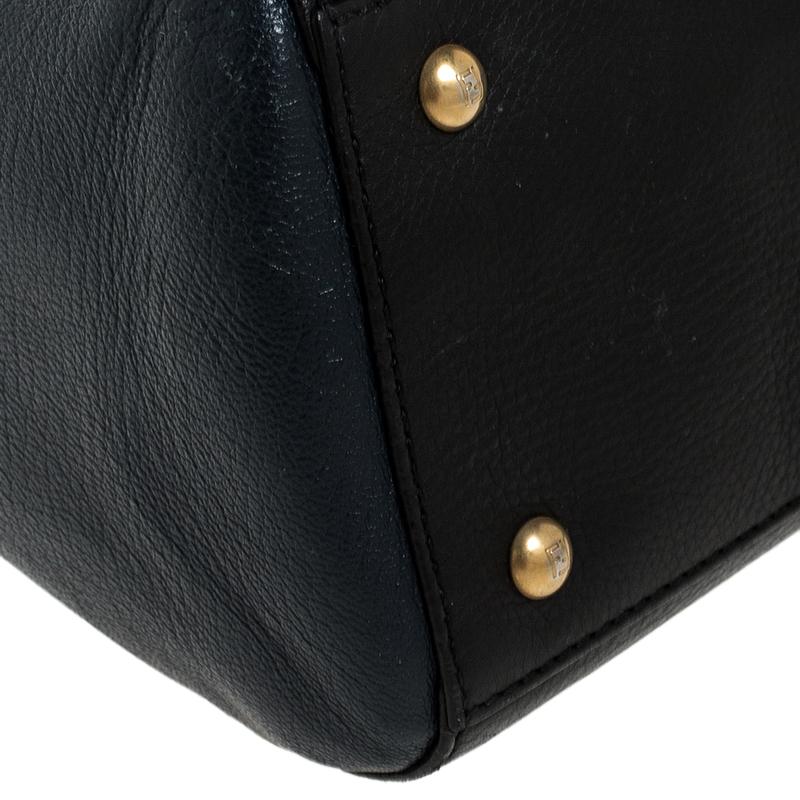 Fendi Blue/Black Leather Silvana Top Handle Bag 4