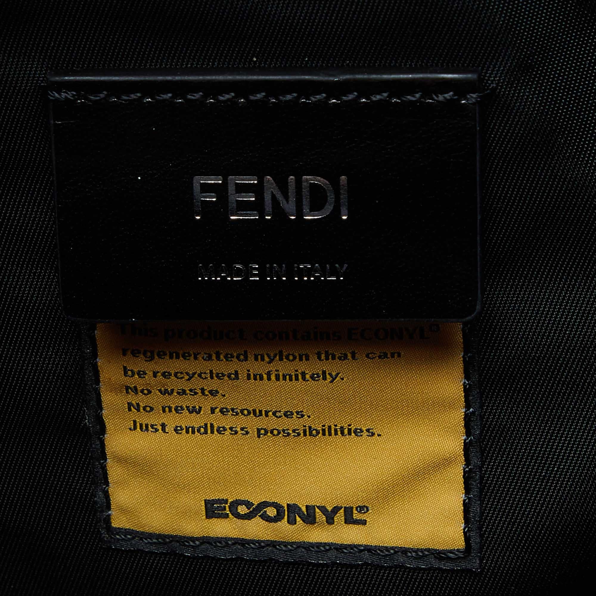 Fendi Blue/Black Nylon Small Fendiness Sling Backpack In Excellent Condition For Sale In Dubai, Al Qouz 2