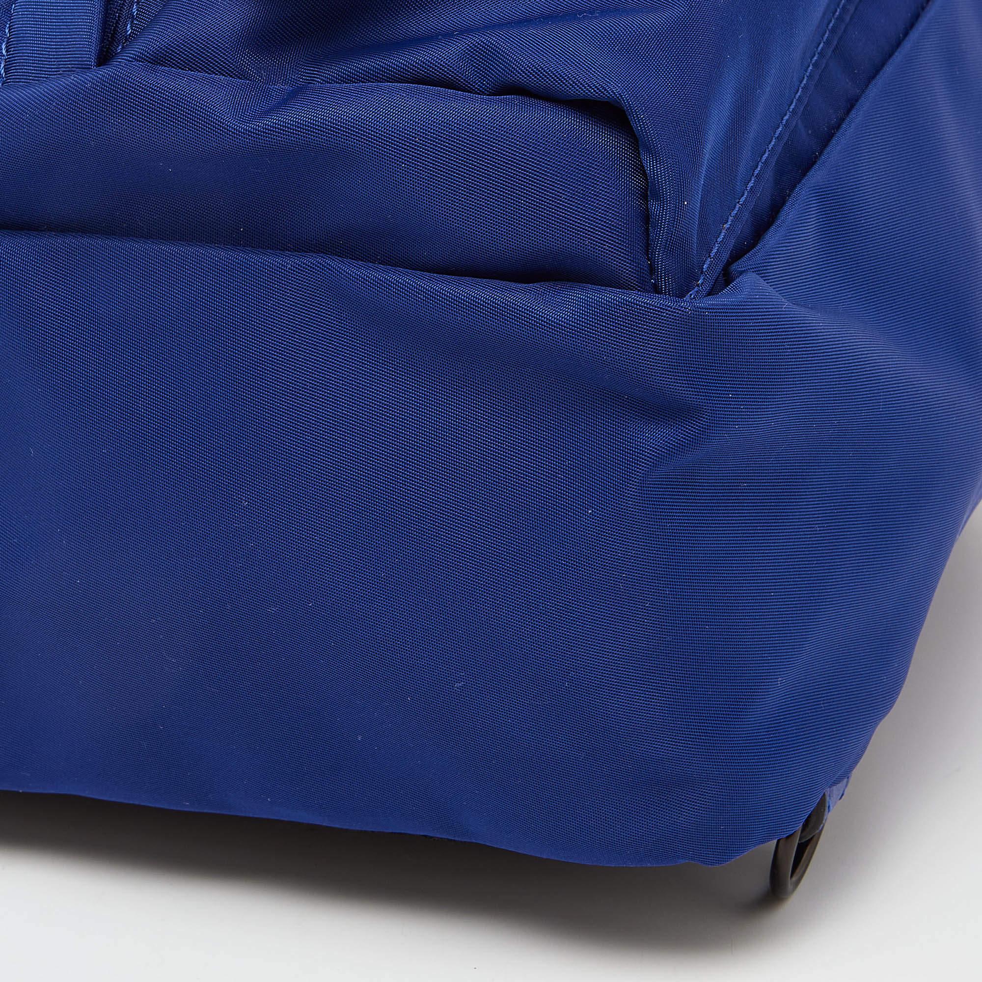Fendi Blue/Black Nylon Small Fendiness Sling Backpack For Sale 2