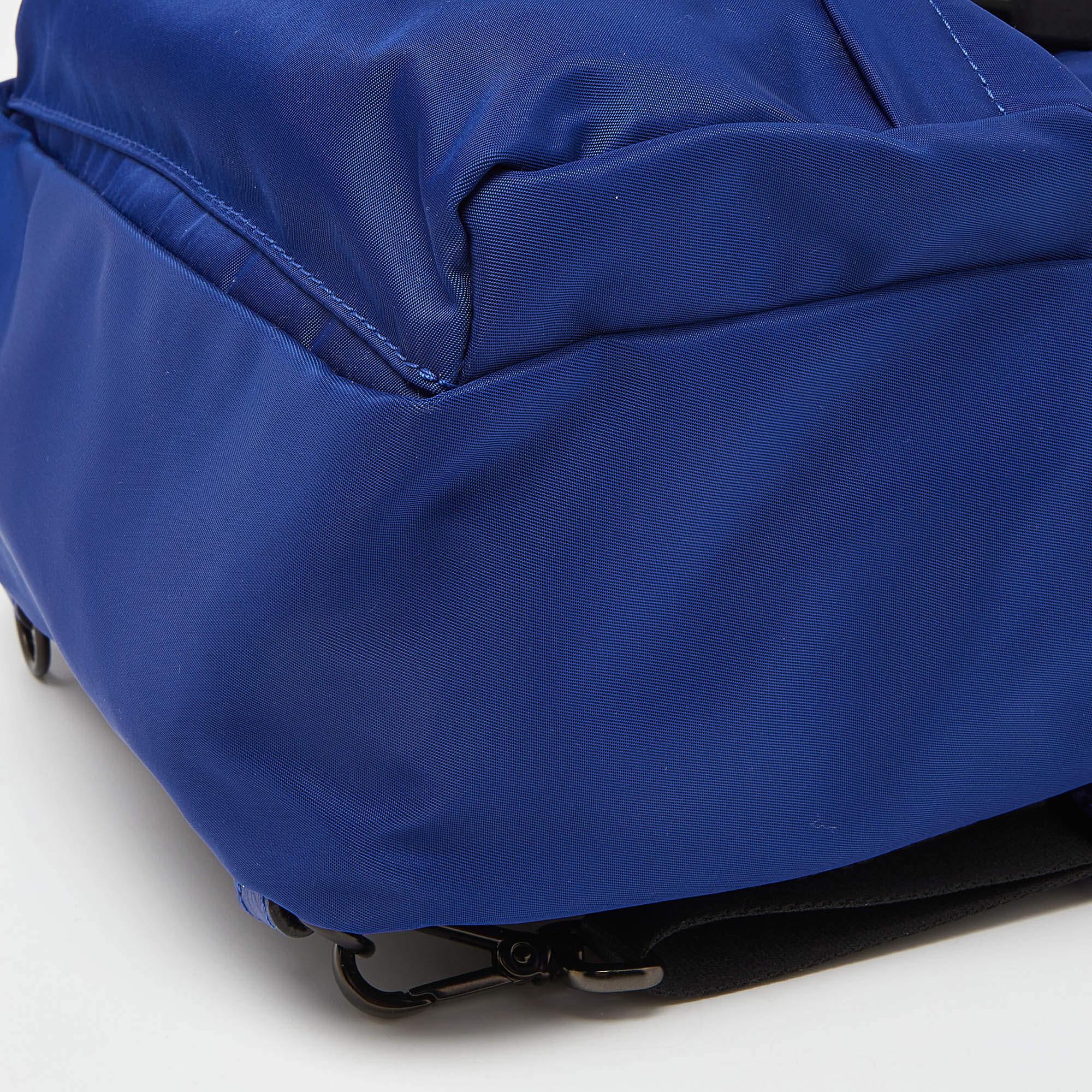 Fendi Blue/Black Nylon Small Fendiness Sling Backpack For Sale 3