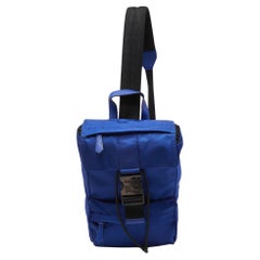 Used Fendi Blue/Black Nylon Small Fendiness Sling Backpack
