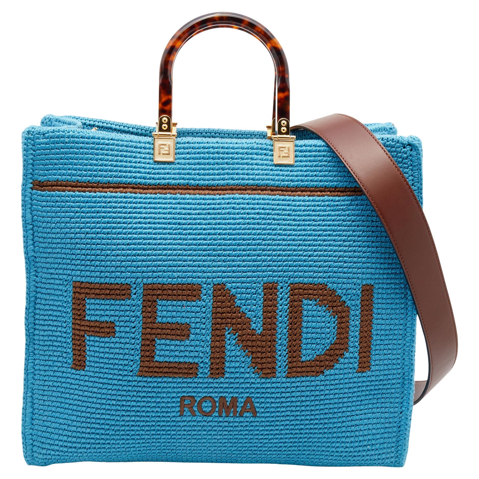 Fendi+Sunshine+Tote+Medium+Light+Blue+Leather for sale online