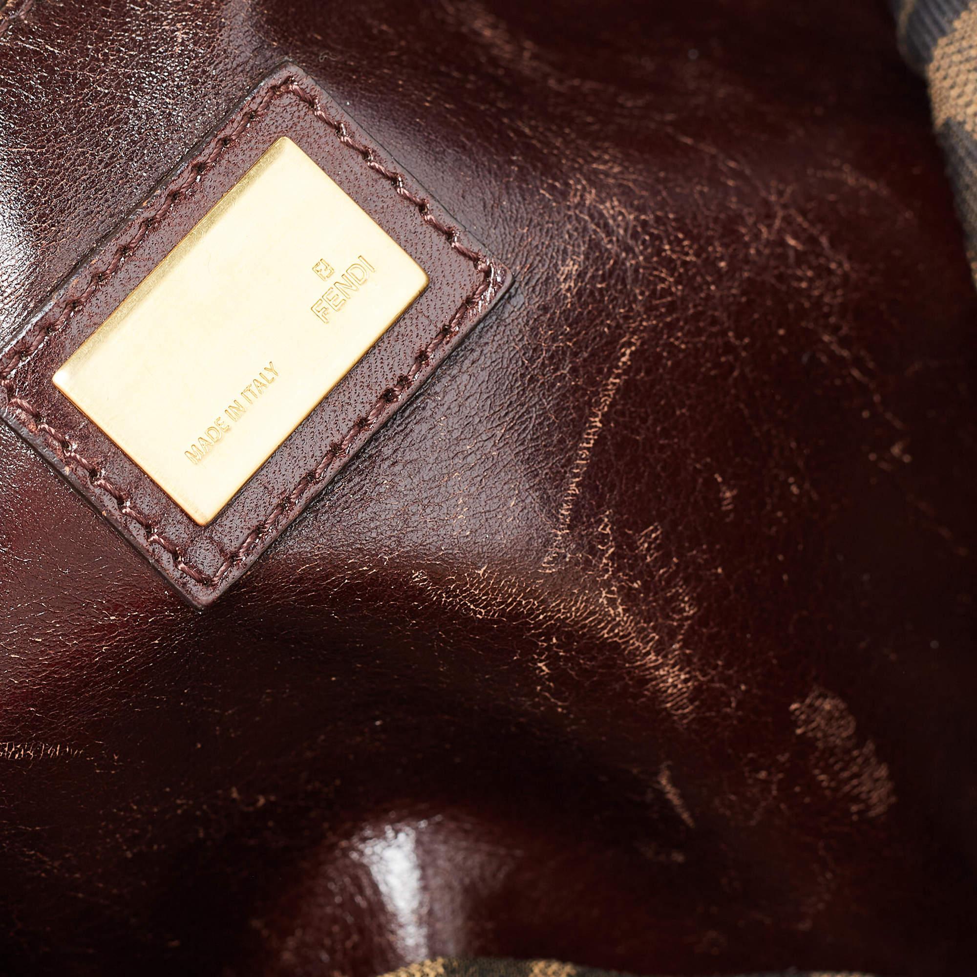 Fendi Blue/Brown Denim and Leather Large Peekaboo Top Handle Bag For Sale 16