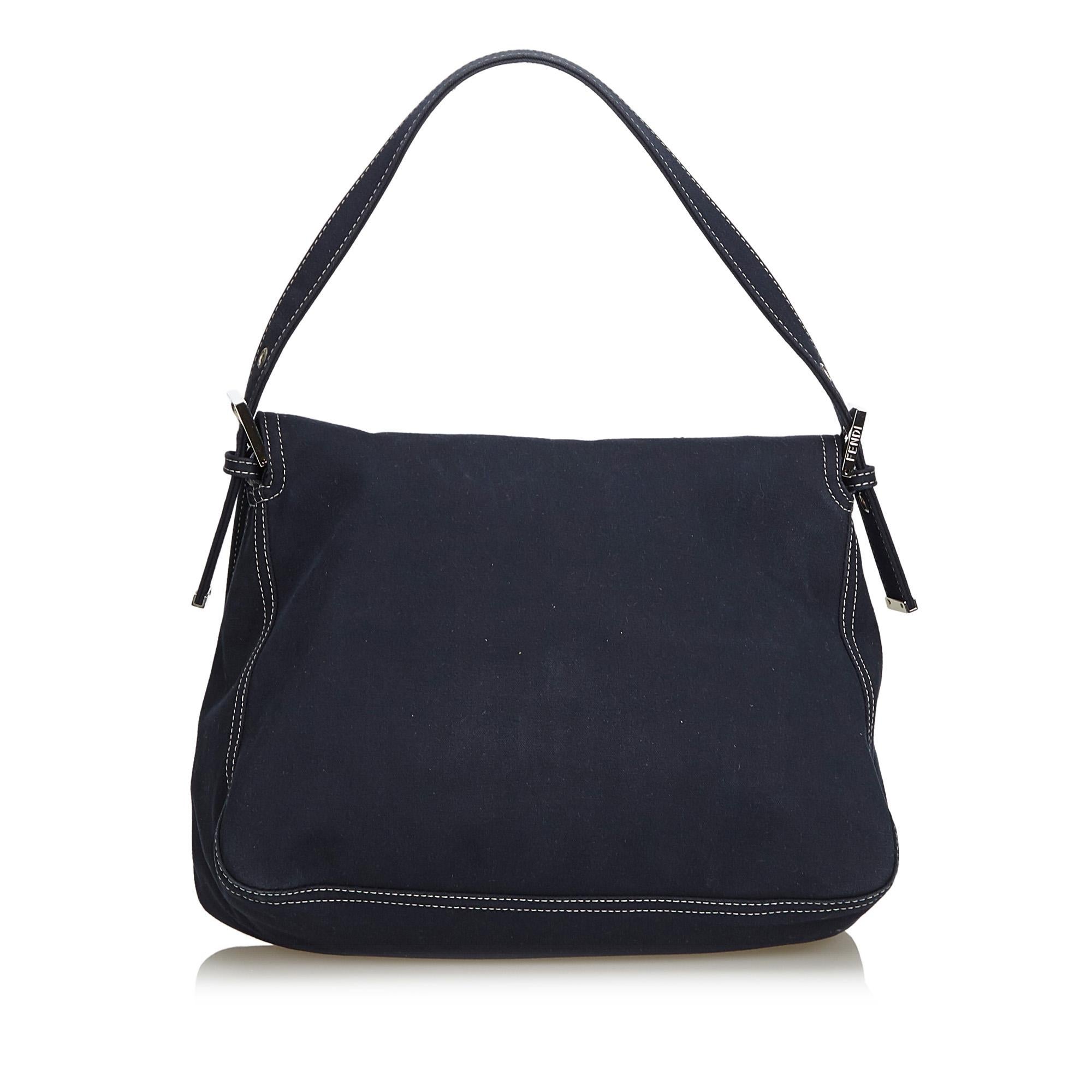 Black Fendi Blue Canvas Mamma Baguette For Sale